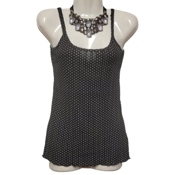 Spaghetti Strap Sleeveless Top Stretchy Polka Dot Casual Top - Picture 1 of 5